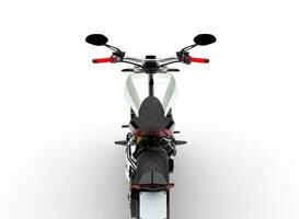 Base white modern powerful motorcycle - back view cut shot photo