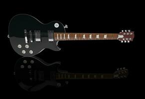 Black Electric Guitar On Black Background photo