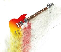 Red electric guitar disintegrating - particle FX photo