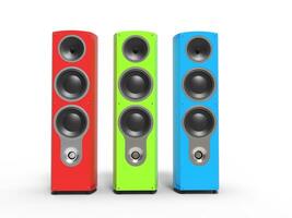 Modern bright colorful speakers - front view photo