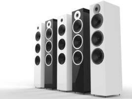 Modern hi-tech black and white composite speakers photo