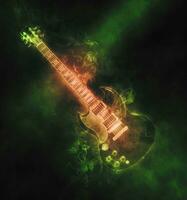 Green smoke hard rock guitar photo