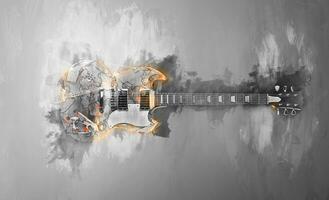 Hard rock guitar - abstract black and white illustration photo