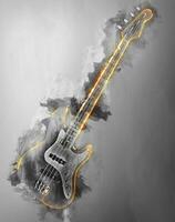 Hard rock bass guitar - abstract black and white illustration photo