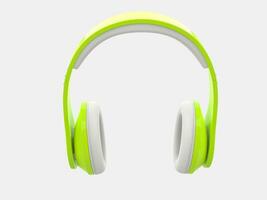 Bright green modern wireless headphones with white details photo