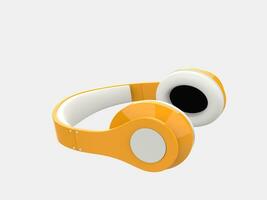 Sun yellow modern wireless headphones with white ear pads and details photo