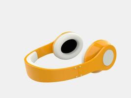 Sun yellow modern wireless headphones with white details photo