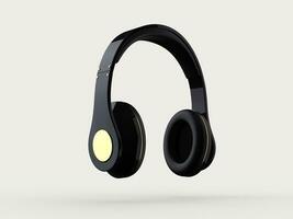 Shiny new black wireless headphones with gold details photo