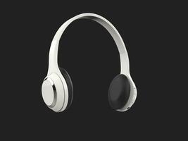 Modern white slim wireless headphones with silver details photo