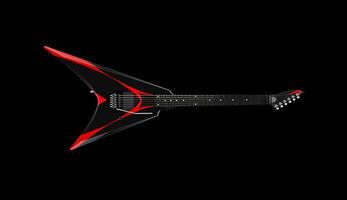 Black heavy metal electric guitar with custom red stripes photo