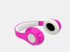 Bright candy pink modern wireless headphones with white details photo