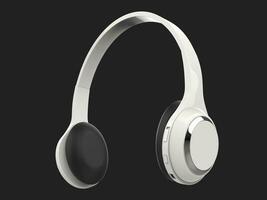 Modern white slim wireless headphones with silver details - low angle shot photo