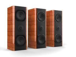 Luxury music speakers with wood side panels - 3D Illustration photo