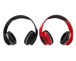 Black and red modern wireless headphones side by side photo