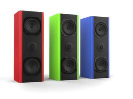 moderno música Altavoces con rojo, verde y azul lado paneles foto