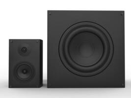 Large and medium modern music loud speakers photo