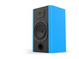 Modern music speaker with matte blue side panels photo