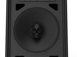 Modern music speaker with skull in the center of it photo