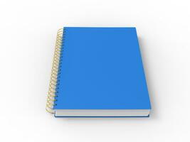 Blue notebook with golden spiral binding photo