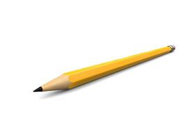 Normal yellow graphite pecil with eraser - closep shot photo