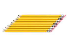 Group of yellow graphite pencils stacked neatly side by side photo
