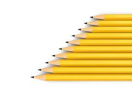 amarillo grafito lapices apilado en un ordenado diagonal fila foto