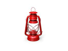 Classic red metal oil lantern photo