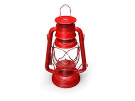 Vintage red oil lantern restored - slight top down view photo