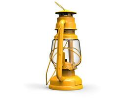 Yellow vintage oil lamp - lantern - side view photo