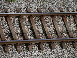 Old rusty train tracks photo