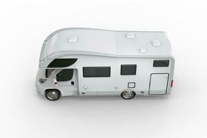 White camper vehicle - top side view - isolated on white background photo