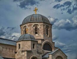 Storm skies and St.Luke church, Belgrade, Serbia photo