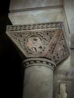 Beautiful old ornamental column beneath the bridge in Belgrade, Serbia photo