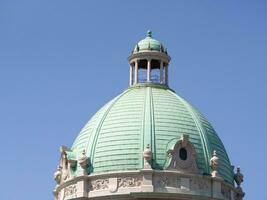 Green roof dome of the Belgrade parlament building photo