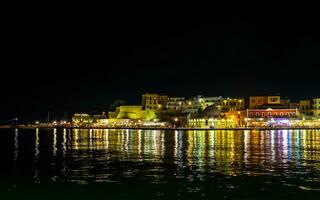 Beautiful port of Chania city, Crete, Greece photo