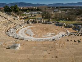 Ancient amphitheatre in Philippi - Greece - shot from the top of the stands photo