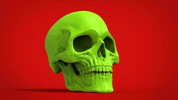 Green skull - 3D Illustration photo