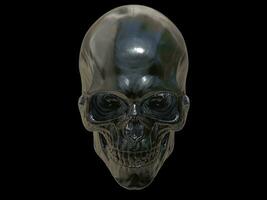 negro metal cráneo - frente parte superior ver - 3d ilustración foto