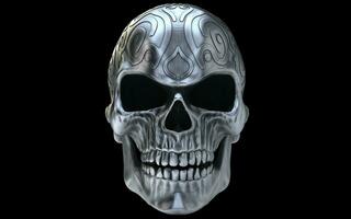 Ornamental dirty silver angry skull -  closeup shot photo