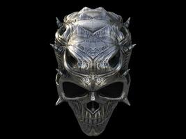 Silver metal demon skull photo