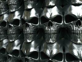 Wall of metal skulls photo