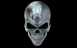 Angry old silver evil skull photo