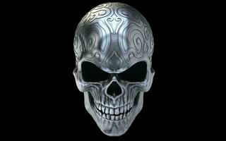 Ornamental dirty silver angry skull photo