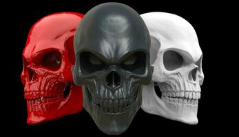 Red, white and black angry skulls photo