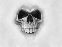 Crazy teeth skull drawing photo