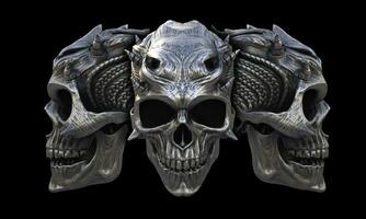 Heavy metal horned demon skulls photo