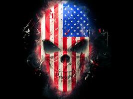 American flag angry skull - abstract photo