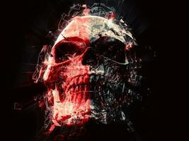 rojo negro división cráneo - roto y brillante polígonos foto
