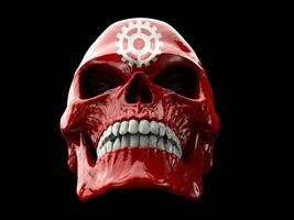 Red skull with white teeth photo