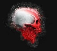 Red and white skull - neo thrash style photo